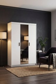 Biała szafa trzydrzwiowa z lustrem do sypialni B2-W43
