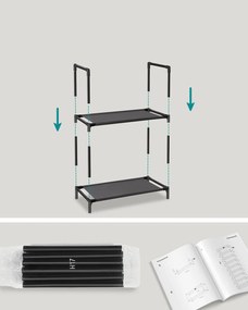 Szafka na buty z metalową ramą ORDEN, czarna