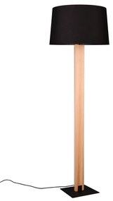 Czarno-naturalna lampa stojąca z tekstylnym kloszem (wys. 150 cm) Rahul – Trio