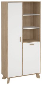 Biało-naturalny regał w dekorze dębu 89x188x40 cm Ikast – Tvilum