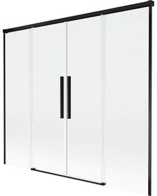 Mexen Rox parawan nawannowy 2-skrzydłowy rozsuwany 170 x 150 cm, transparent, czarny - 8C9-170-002-70-00