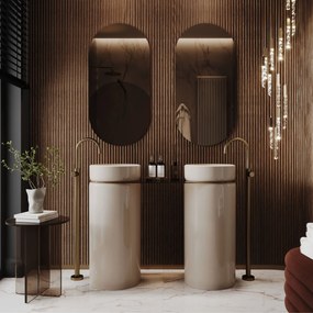 Lustro owalne bez podświetlenia symetryczne bezramowe PLATAN | Różne rozmiary | Różne kolory szkła : Kolor - Brąz, Rozmiar - 50 x 100 cm