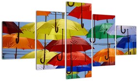 Obraz kolorowych parasoli (125x70 cm)
