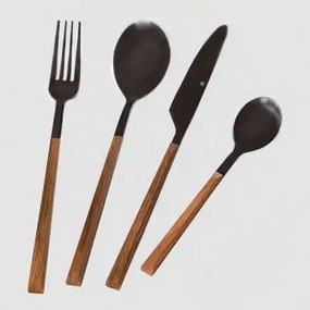 Zestaw Sztućców 16 Elementów Ze Stali Nierdzewnej Priya Negro - Sklum