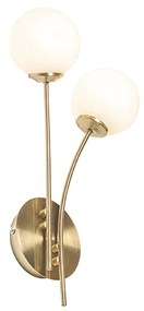 Nowoczesna lampa ścienna złota z opalowym szkłem 2-światłowa - Athens Nowoczesny Oswietlenie wewnetrzne