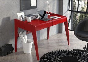Drewniane bukowe biurko z szufladami Visby LISA / czerwony