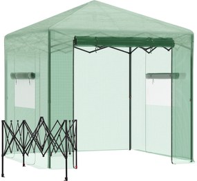 Szklarnia cieplarnia skrzynia inspektowa z rozwijanymi drzwiami i okienkami PE stal Outsunny | Aosom.pl