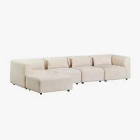 4-częściowa Sofa Modułowa Z Pufą Fogler Sztruksu Beżowy Len - Sklum