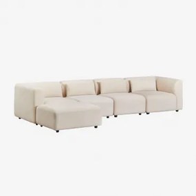 Sofa Modułowy 4-częściowy Z Tapicerowanym Pufem Fogler Sztruks Beż Lniany - Sklum