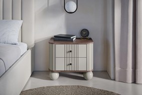 Zestaw szafek nocnych Vesper 56 cm - kaszmir / orzech / czarne uchwyty / nogi kule