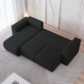 Masseno Narożnik RINOVA z funkcją spania i pojemnikiem na pościel Narozniki L, Rozkładana sofa - Czarny, NEVE 100