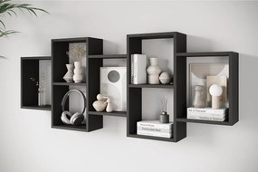 Nowoczesna półka wisząca lub stojąca do salonu, sypialni i pokoju, kwadrat czarny mat