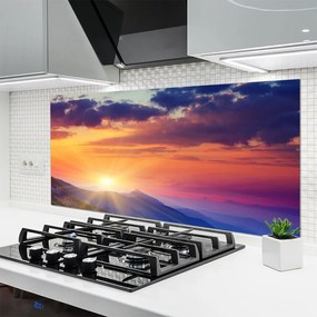 Panel Szklany Promienie Słońca nad Szczytami