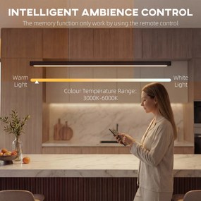 HOMCOM Lampa wisząca z pilotem i funkcją pamięci, ściemnialna, z regulowaną temperaturą barwową | Aosom PL