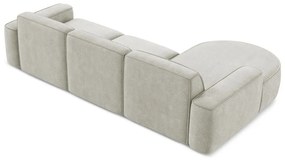 Kremowy narożnik z tkaniny szenilowej (lewostronny/z szezlongiem) Omao – Makamii