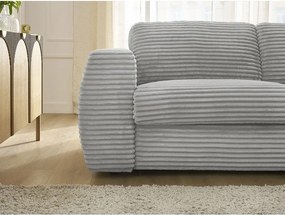 Jasnoszara sztruksowa rozkładana sofa do spania 240 cm Hugo – Bobochic Paris
