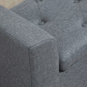 HOMCOM Ławka z miejscem do przechowywania, belastbar do 130 kg, wygląd lnu, drewno kauczukowe, 116 x 44 x 58 cm, Jasnoszary