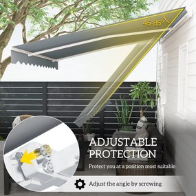 Outsunny Markiza zewnętrzna ręczna przegubowa 4 m z korbą ręczną aluminium kolor biały + szary