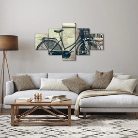 Obraz - Vintage rower z kwiatami (125x70 cm)