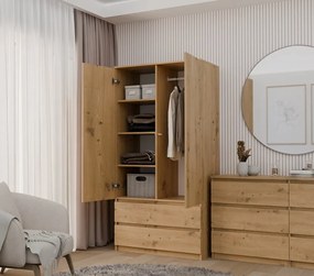Szafa Malwa SS-90 DĄB ARTISAN, dwoje drzwi, dwie szuflady, wieszaki