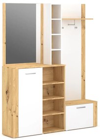 Ściana do przedpokoju z lustrem KEVIN brązowa/biała