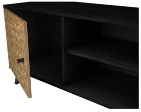 Czarna szafka pod TV w dekorze drewna egzotycznego 136x53 cm Hanoi – Marckeric