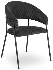 Krzesło Tapicerowane TINKA Czarne Sztruksowe Nowoczesne Loft