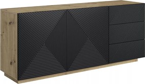 Komoda Asha 167 cm dwudrzwiowa z szufladami - artisan / czarny mat