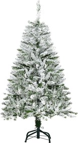 HOMCOM Sztuczna Choinka z Efektem Śniegu, Trudnopalna, Konstrukcja na Zawiasach, Zielony/Biały | Aosom PL