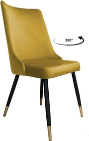 Krzesło Victor tkanina Welur noga metalowa : Kolor nogi - Czano-złota stożek, Kolor tkaniny - VELVET - MG15, Typ siedziska - Siedzisko obrotowe 360°