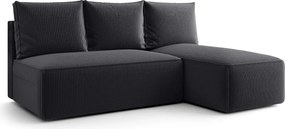 Grafitowa rozkładana sofa narożna z pojemnikiem  R2-W20
