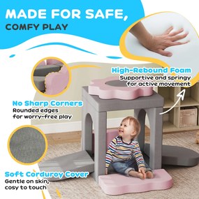 AIYAPLAY 12-elementowy Zestaw Bloków z Pianki do Wspinaczki, Budowy, Czołgania, Wewnętrzne Maty do Zabawy z Pokrowcem Kordurowym, Szary + Różowy