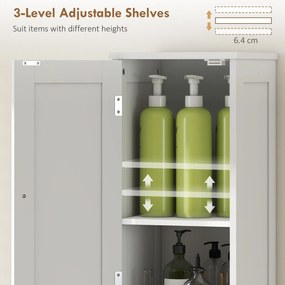 HOMCOM Wysoka smukła szafka łazienkowa z drzwiami, otwarte półki, 30 x 30 x 170 cm, Biały