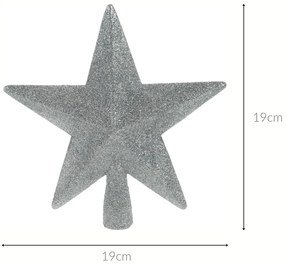 Czubek na choinkę gwiazda z brokatem, 19 cm