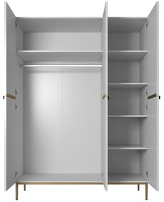 Szafa Nicole 150 cm z półkami - biały mat / złote nóżki