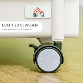 HOMCOM Wózek Kuchenny na Kółkach 3 Półki Koszyk Biały z Uchwytem | Aosom PL