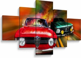 Obraz - Retro samochody wyścigowe (125x70 cm)