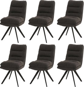 Krzesło do jadalni MCW-G66 Bouclé (zestaw 6 sztuk), ciemnoszary
