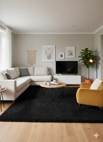 Dywan shaggy Best jednokolorowy czarny 60 cm x 110 cm