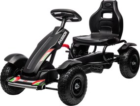 Gokart dla dzieci HOMCOM z regulacją siedziska i hamulcem ręcznym, 5-12 lat, 121 x 58 x 61 cm, Czarny