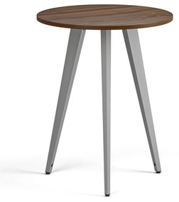 Stolik kawowy PRIMO VIBE, średnica 60 cm, szaro-srebrna podstawa, orzech