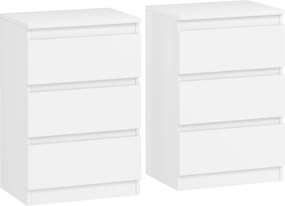 HOMCOM Nocny Stolik, Zestaw 2 Sztuk Stolików Bocznych z 3 Szufladami, Commode Nocna do Sypialni, Salonu, 40 x 30 x 59,5 cm, Biały