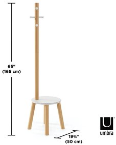 Biały wieszak z drewna kauczukowego Pillar – Umbra