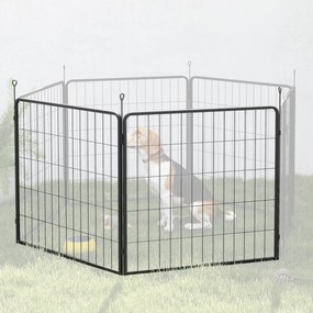 PawHut Zestaw 2 paneli rozszerzających dla kojca dla szczeniąt, Panele ogrodzeniowe, Plac zabaw dla zwierząt, Kojec dla psów ze stali, Czarny