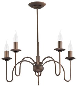 Żyrandol na drążku CARTELL 5xE14/10W/230V brąz