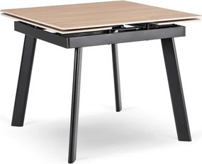 Stół Rozkładany Kwadratowy LARES 90-150 cm Ceramiczny Dąb/Czarny Loft
