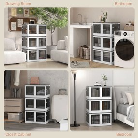 HOMCOM Pojemnik na przechowywanie 69L z kółkami Składana biała skrzynia z dostępem z 5 stron | Aosom PL