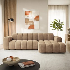 Masseno Narożnik SETIA Prawostronny L-Kształtny, Nowoczesna Sofa narożna, Tkanina Strukturalna - Beżowy, ARAGON 14
