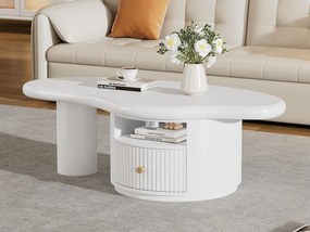 Stolik kawowy z MDF - z 1 szufladą i 1 przegrodą - Biały