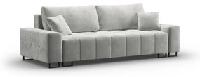Jasnoszara aksamitna rozkładana sofa ze schowkiem 250 cm Wicklow – Cosmopolitan Design